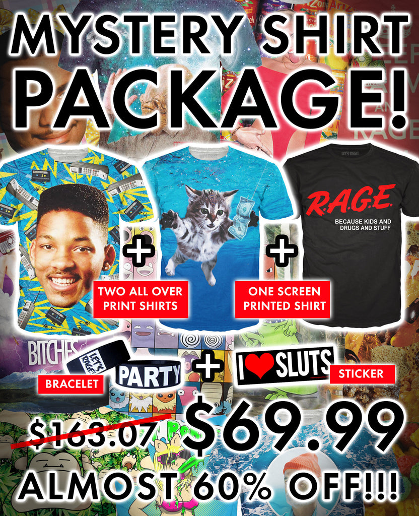 MYSTERY SHIRTS PACK 3 shirts, bracelet, and sticker