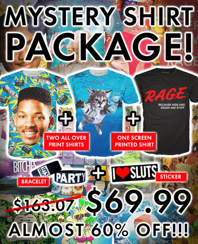MYSTERY SHIRTS PACK 3 shirts, bracelet, and sticker